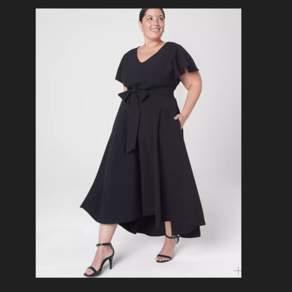 BLACK Lane Bryant Black Lena High Low Scuba Dress - 26 EUC BLACK - Picture 1 of 14